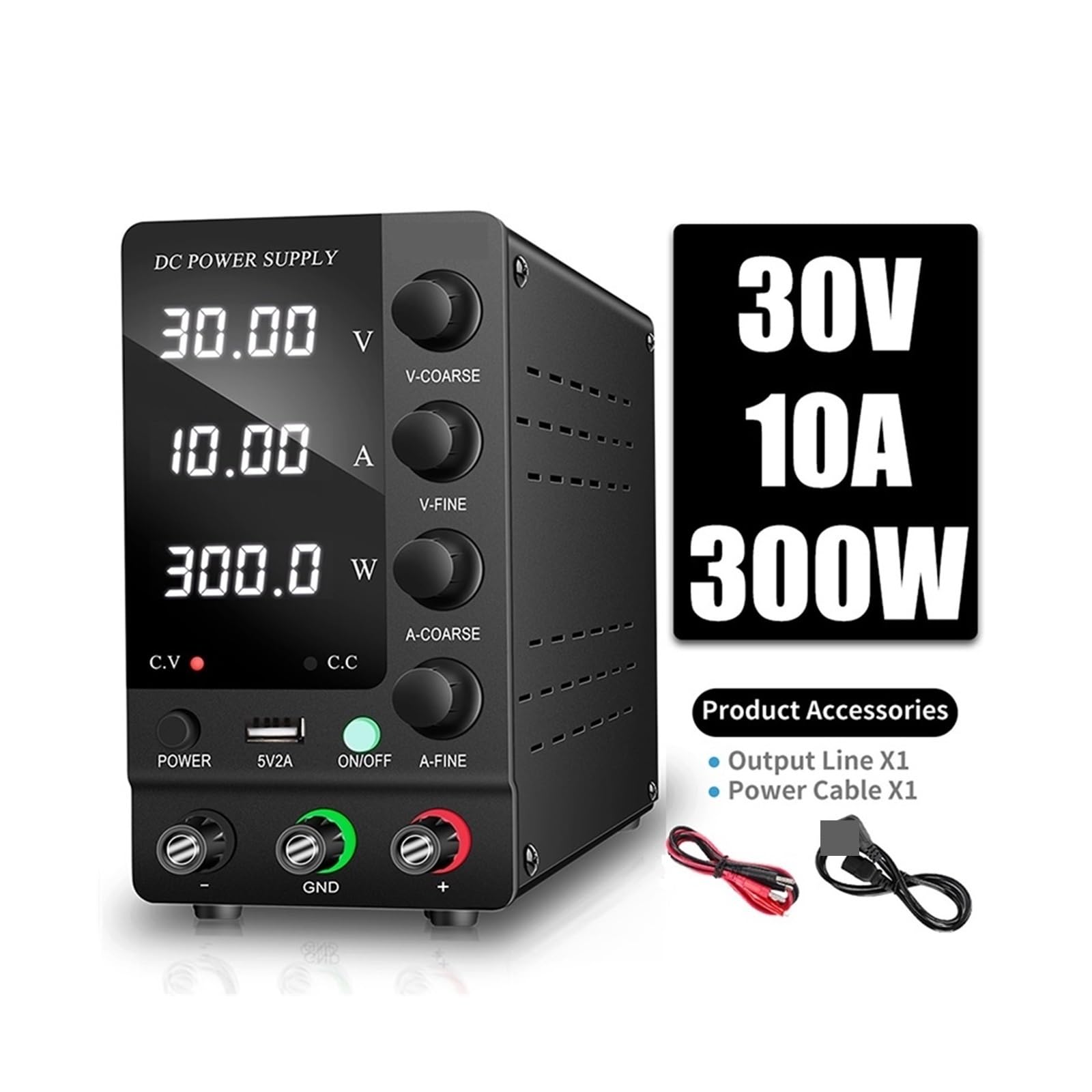 Zasilacz laboratoryjny, Zasilanie DC Zmienne 30 V 10 A Regulowane Przełączanie Regulowany Zasilacz Stołowy Z Przełącznikiem Wyjściowym 32 6 A 60 120(Black 30V10A)