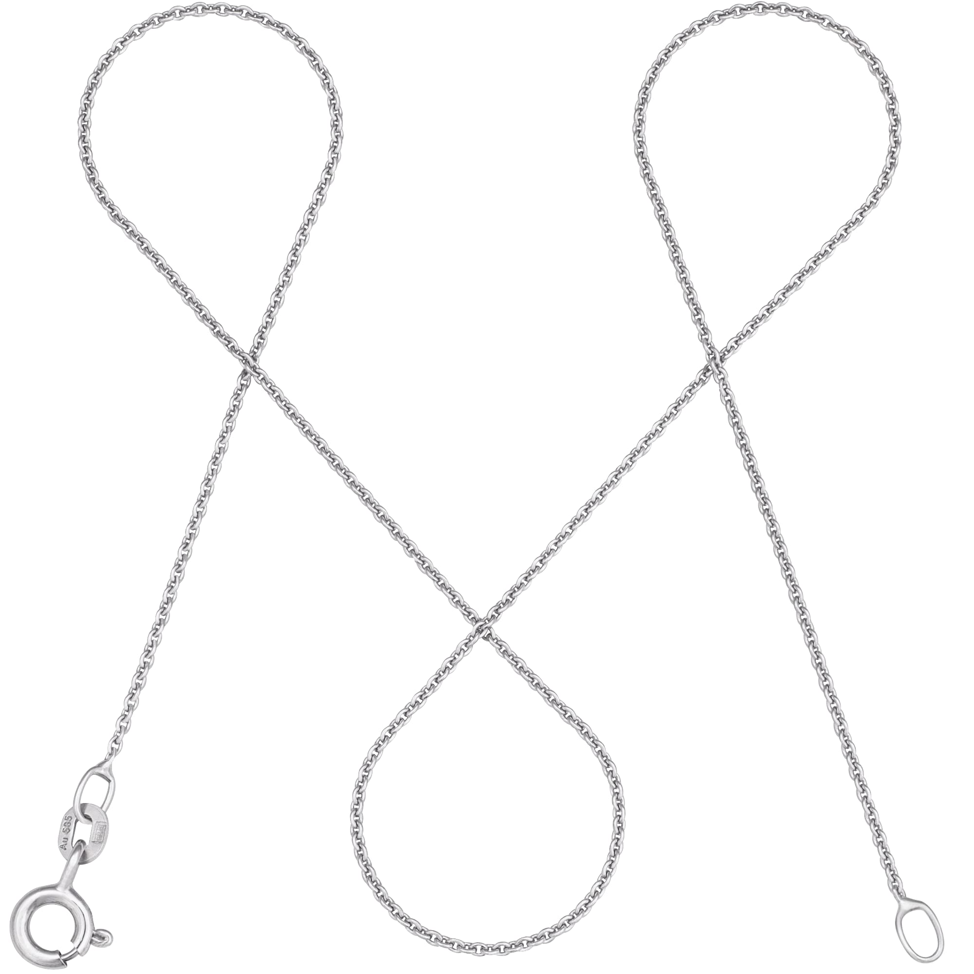 modabilé Damen Ankerkette Rund Weißgold aus 585er Gold (36-70cm I 1,1mm breit) I Goldkette 585 ohne Anhänger I Zarte Halskette Frauen I Echtgold Kette + Etui I Goldkettchen Produziert in Deutschland