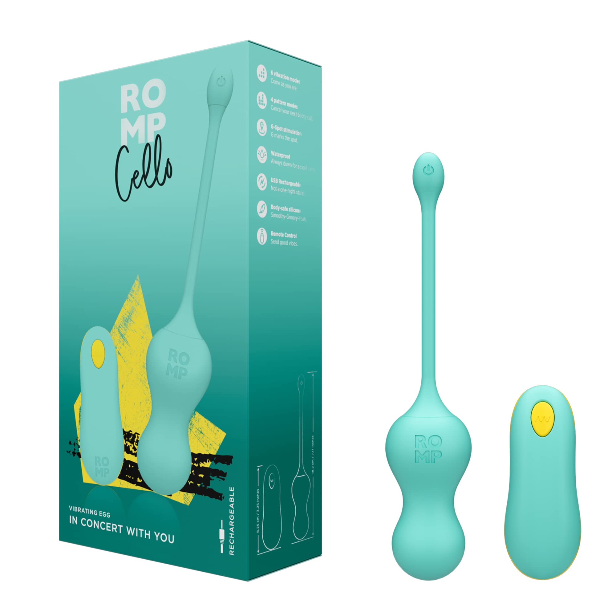 Amazon.com: ROMP Cello Vibrating Egg Vibrator Sex Toys | G Spot Vibrator  for Women with Remote Control | 6 Intensity Levels & 4 Patterns |  Waterproof Stimulator