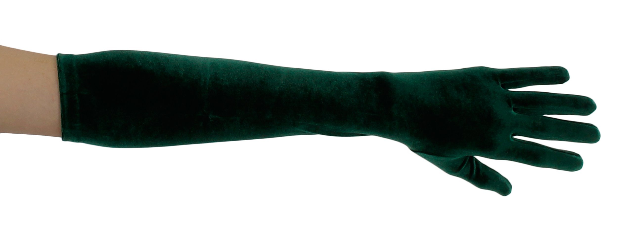 Pure Opulence Over Elbow Velvet Finale Gloves, Emerald Green