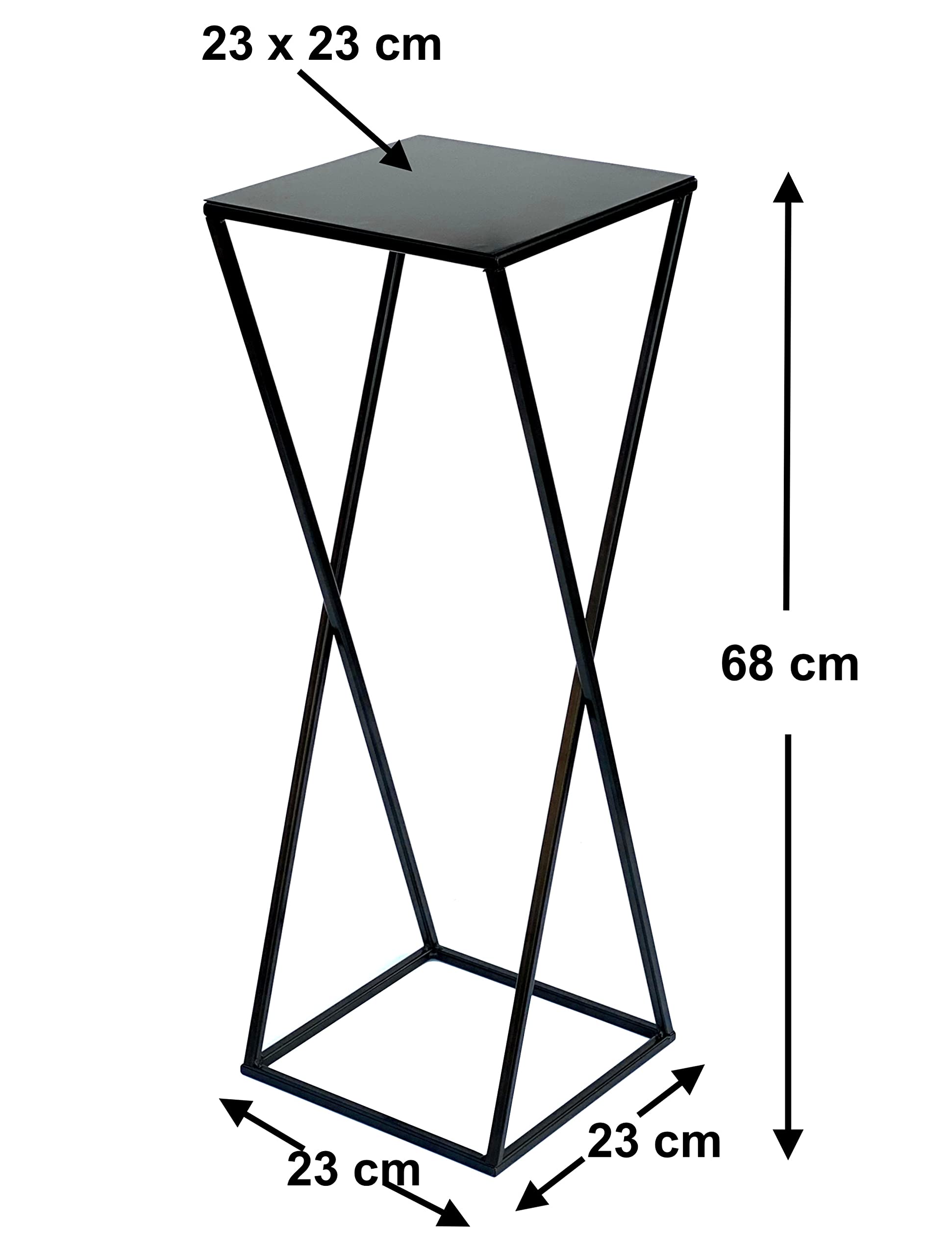 DanDiBo 96449 Sgabello Per Fiori In Metallro – Rettangolare, Nero, Altezza 28 Cm, Portata 30 Kg