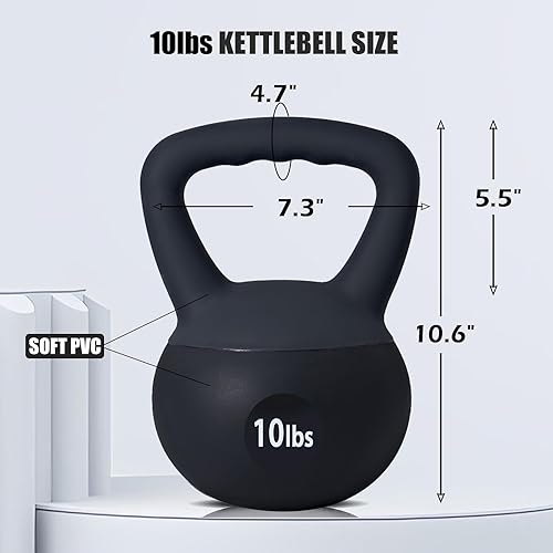 Miniatura 3 de SogesPower Pesas rusas suaves, pesas de entrenamiento de fuerza rellenas de arena de hierro, a prueba de golpes con mango de agarre ancho, pesas