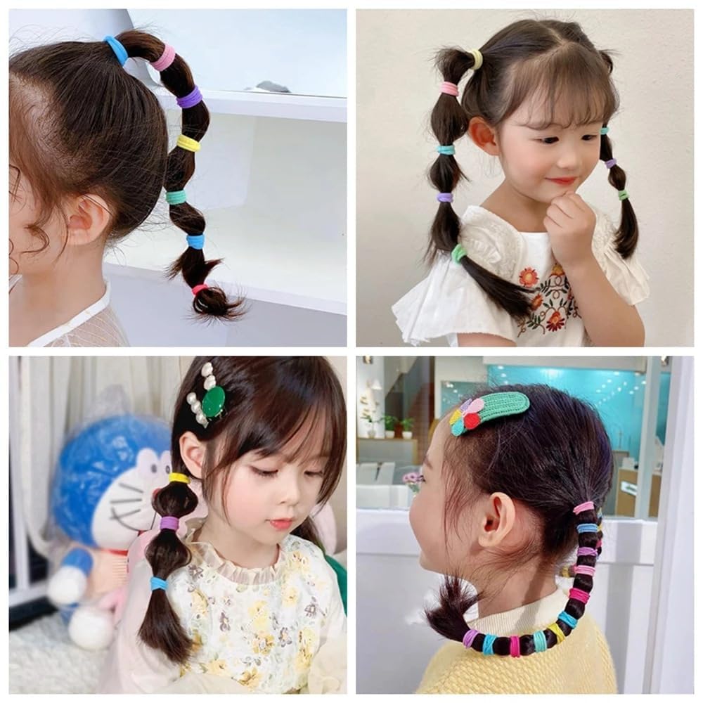 CHOTALIYA 100Pcs Soft Hair Rubber Bands Hair Ties Ponytail Holders For Kids Babies Girls