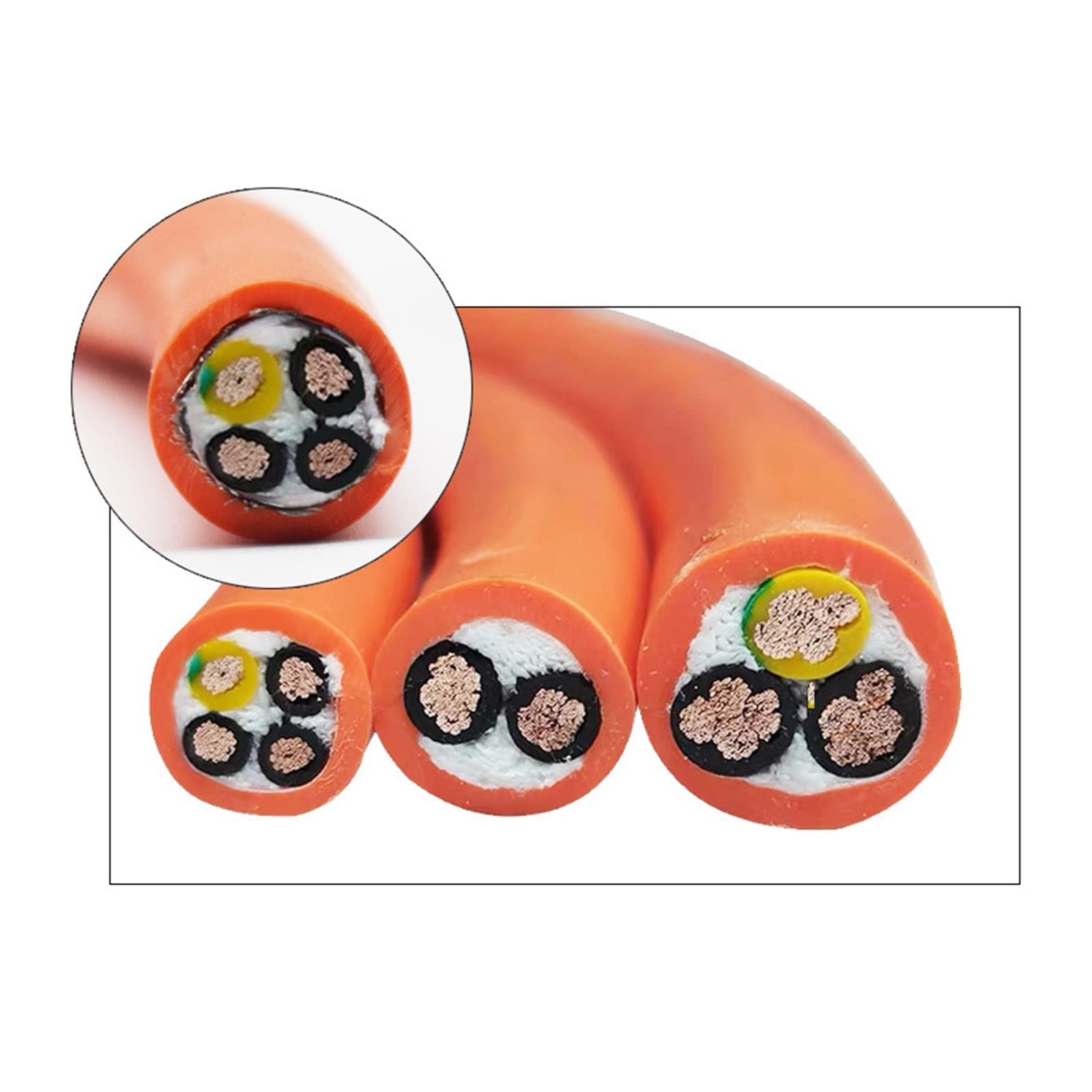 Servokabel 4-adrig 15/13/11/9 AWG Hitzebeständiges Ölbeständiges Kabel Abgeschirmter Kupferdraht PVC Orange Flexibles Encoderkabel Leisurely (Size : 1 Meter, Color : 4 Cores 9 AWG 6mm)
