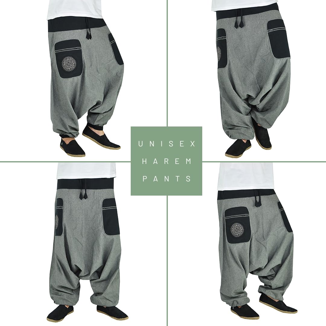 virblatt - Pantaloni Harem Uomo & Pantaloni Harem Donna | Cotone | Pantaloni Cavallo Basso Pantaloni Larghi Turca Hippie