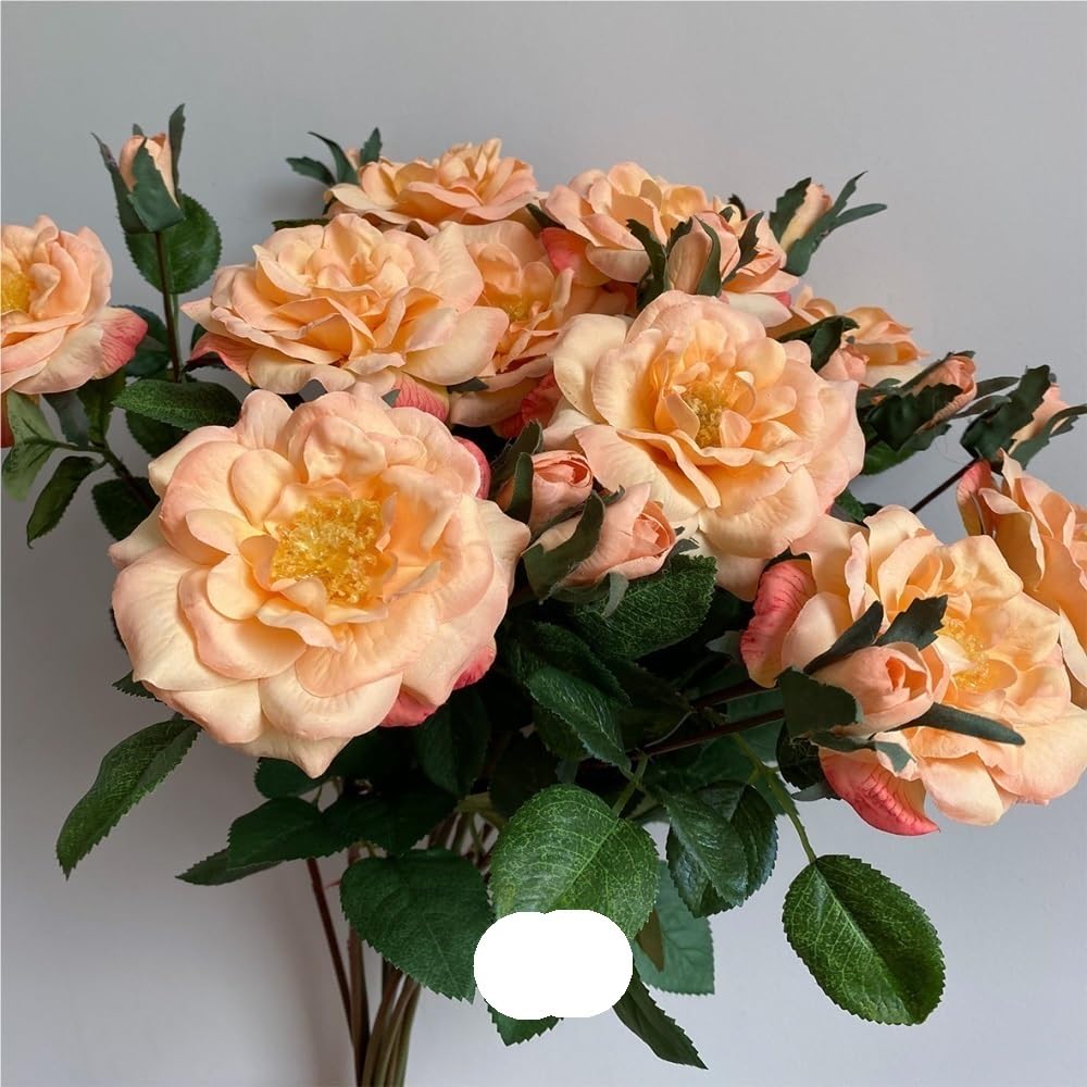 Dekoration mit Kunstblumen, Künstlicher Blumenstrauß aus Teerosen, Mehrfarbig, for Heimdekoration, Hochzeiten und Veranstaltungen(Orange)