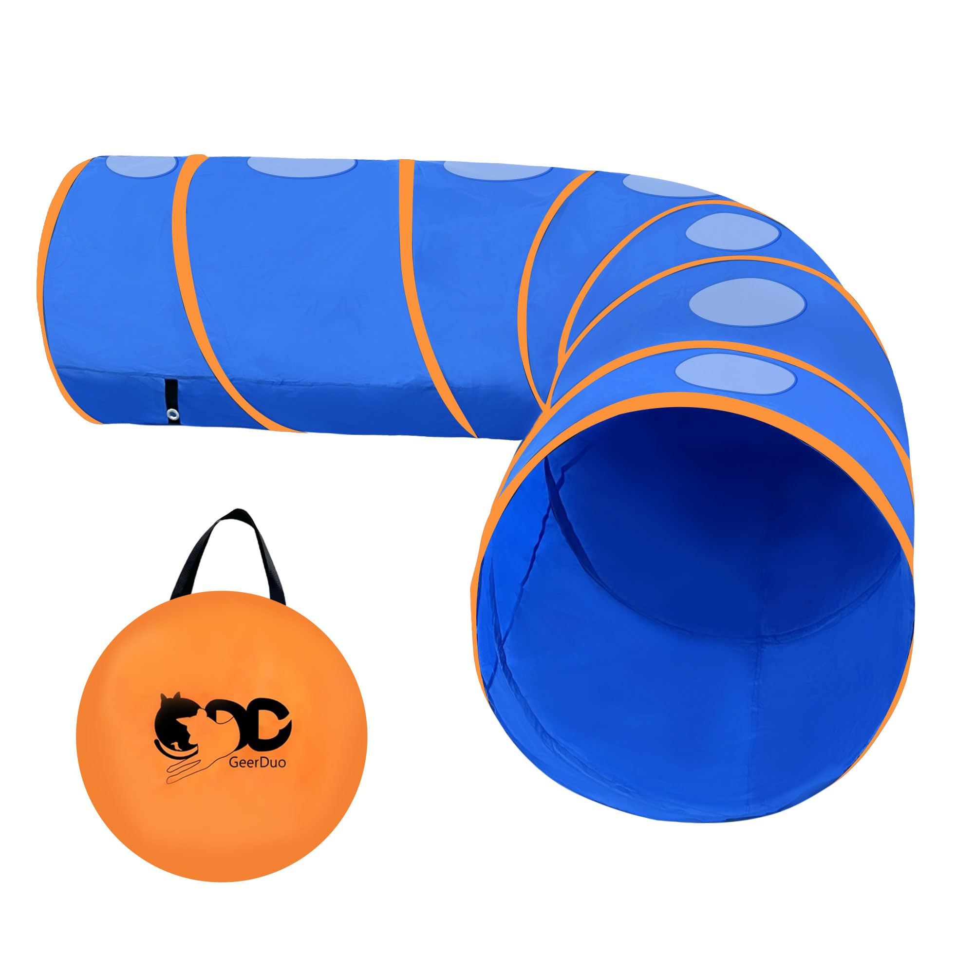 Dog Agility Tunnel with Ventilated mesh, Dog Agility Equipment, Dog Agility Training with Carry Bag (Blue+Orange)
