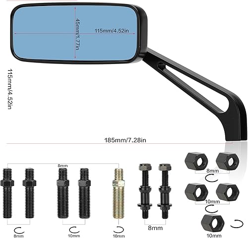 Miniatura 10 de LKV Motocicleta universal 0.394 in 78" manillar espejo montaje soporte abrazadera adaptador rosca negro para motos calle ATV moto nieve scooter