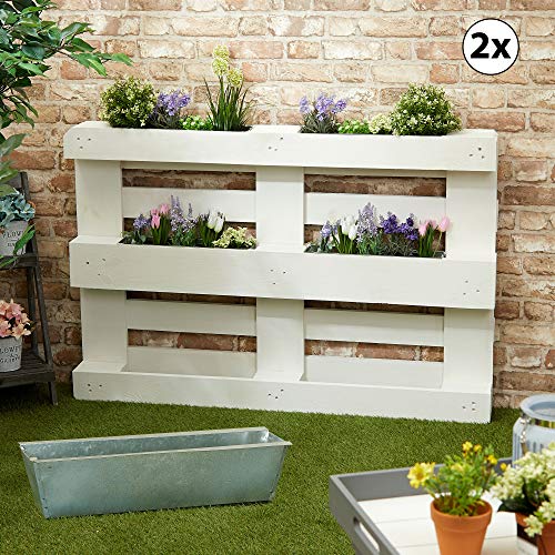 Cepewa Pflanzkasten passend für Europaletten 2er Set aus Zink Pflanzkübel (1 x 2er Set Pflanzkasten Zink)