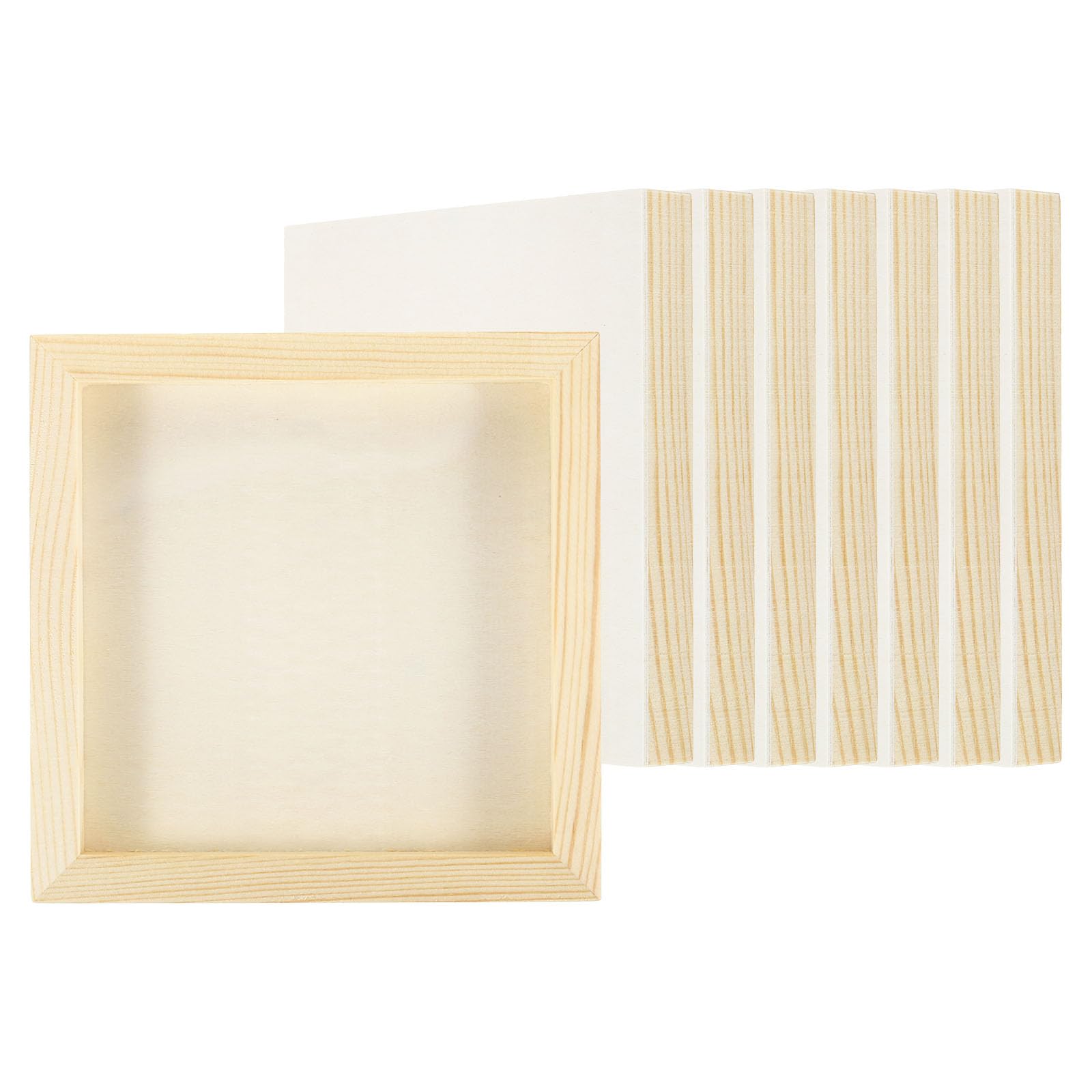 PATIKIL 6"x6" Wood Panels Board, 8 Pack Unfinished Square Art Wood Canvas Panel Painting Boards for DIY Craft Painting Use Wood Color
