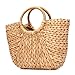 JOSEKO Sommer Strand Tasche, Damen Stroh Handtasche Sommer Korbtasche Basttasche Strand Schultertasche Einkaufstasche für Reise Täglicher Gebrauch(Natürliche Farbe)