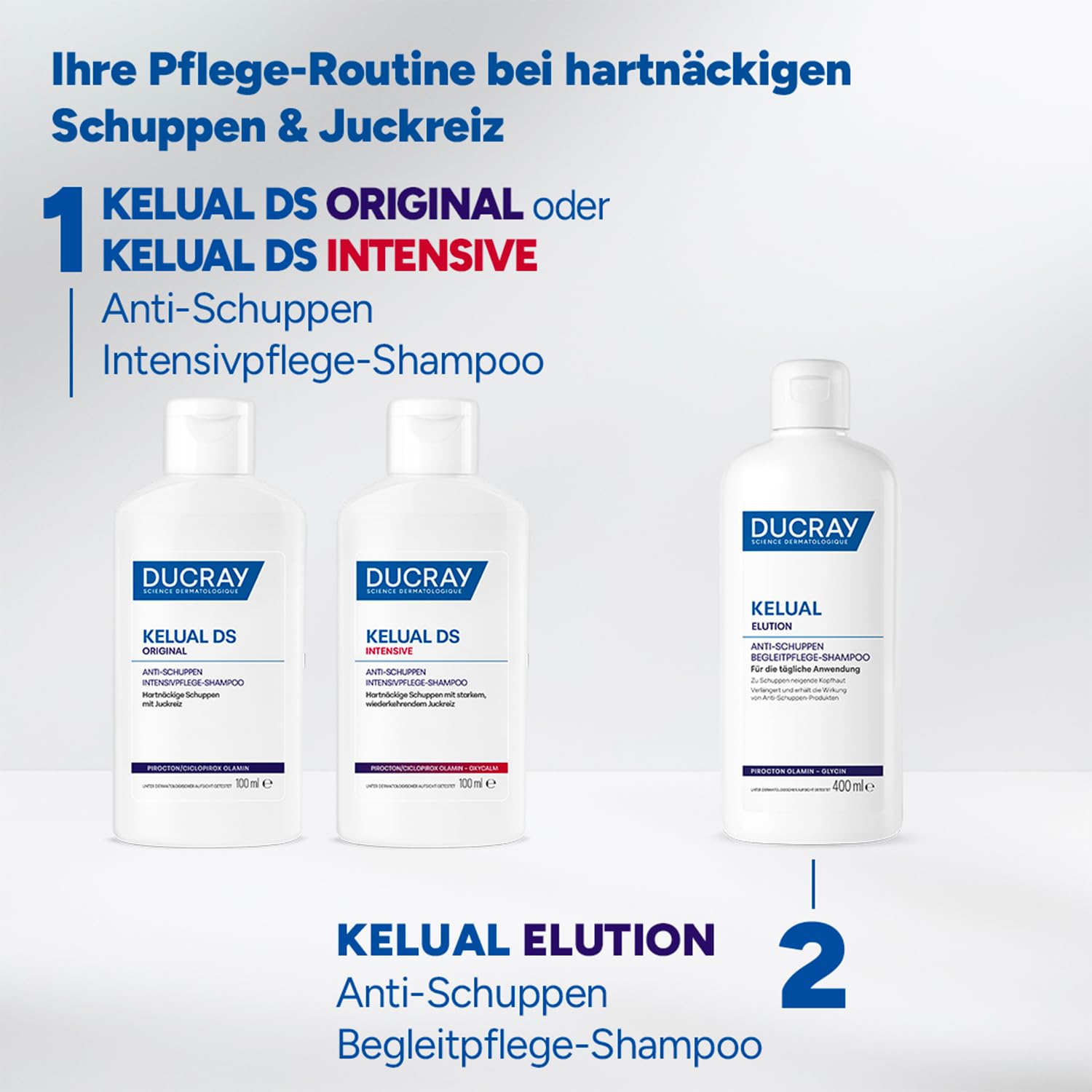 DUCRAY Kelual Elution - Anti-Schuppen Begleitpflege-Shampoo - Schützt Mikrobiom - Pirocton-Olamin - Beugt Rückfällen vor - Besonders mild - Für empfindliche Kopfhaut & gefärbtes Haar - 400 ml