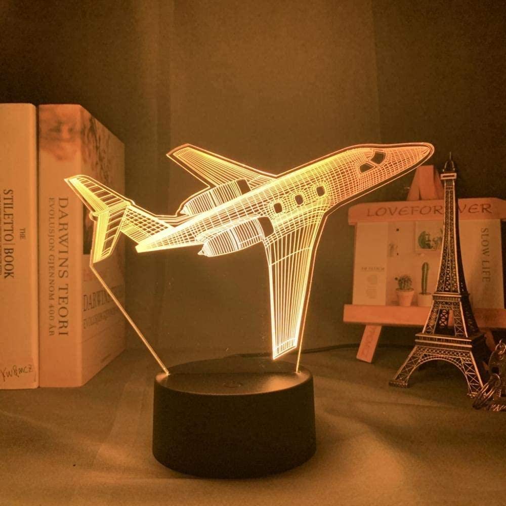 3D Illusion Lamp LED Night Light Acrylic Baby Airplane for Kids Child Boy Room Decor Colorful Bedside Table Lamp Airplane Gift