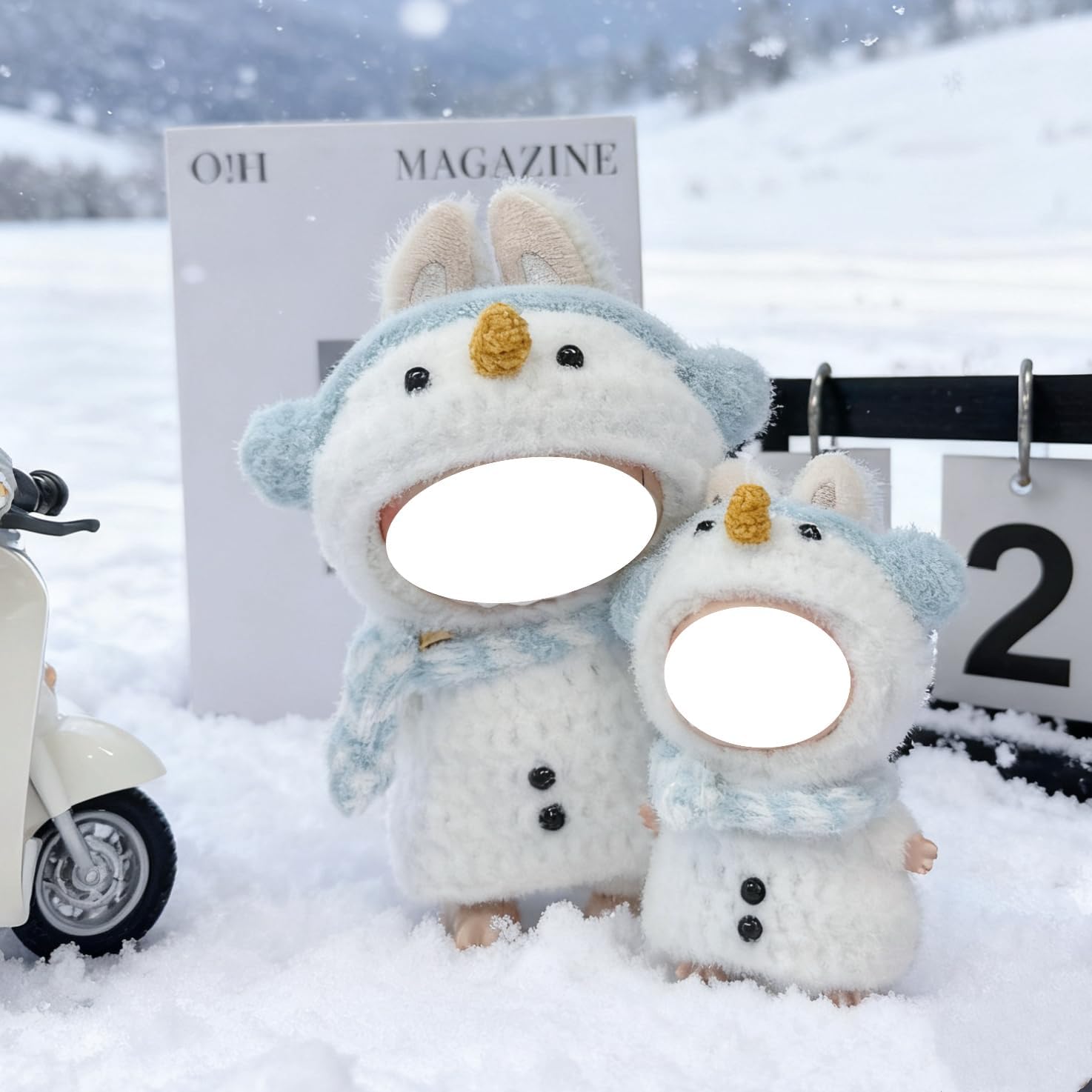 Clothes for 17cm Doll, 3 pcs Set Doll's Outfits Luxury Dress Crochet Caps Headset Scarf Sweater Accessories Fashion Stylish Adorable Dolls Clothes (No Doll) (Big Narwhal White)