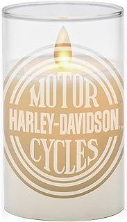 Harley-Davidson Circle Logo Flameless LED Frosted Glass Candle Holder - White
