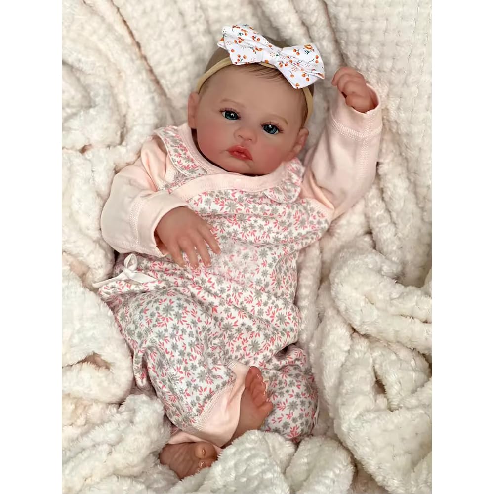 Muñeca de Peluche Clásica, Beige y Rosa, Material de Felpa Suave, 50 cm, Diseño Floral, Juguete Infantil para Mayores de 3 Años, con Lazo Decorativo, Unisex