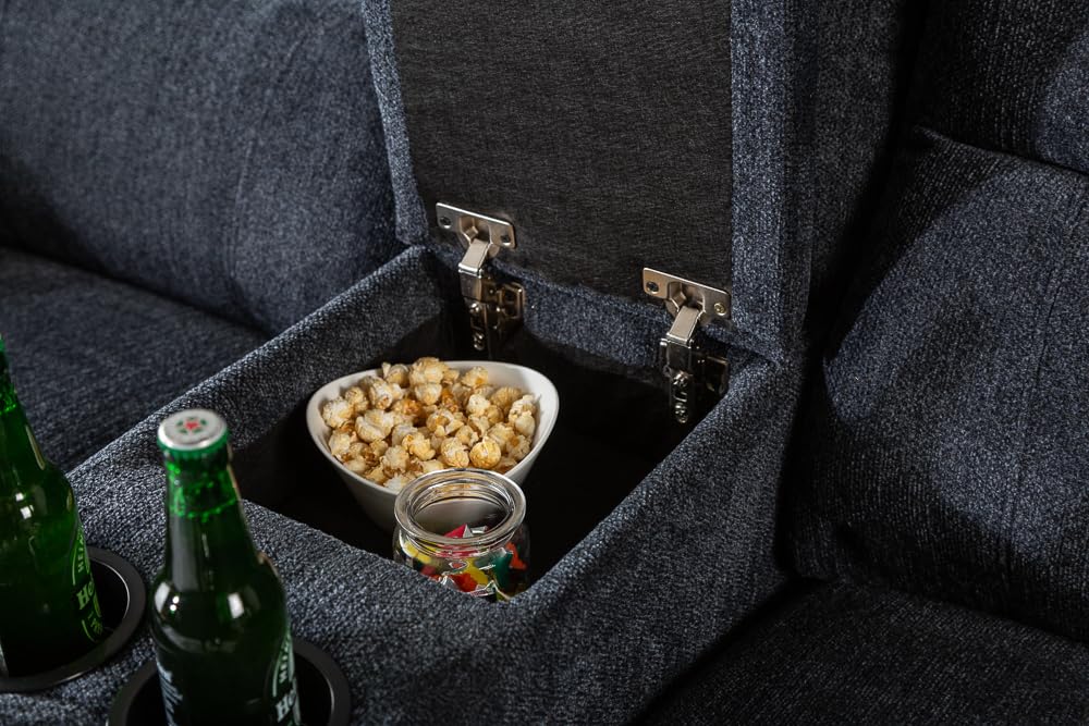 invicta INTERIOR Exklusiver 2er Kino Sessel Hollywood dunkelgrau Fernsehsessel Kinositze Heimkino Liegesessel verstellbar mit Getränkehalter Cupholder