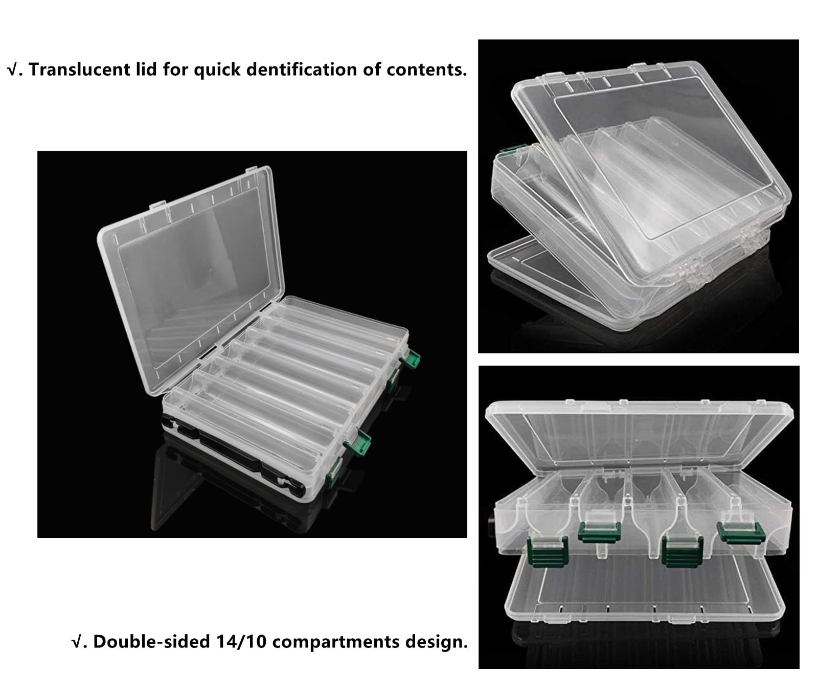 Squid Fishing Tackle 10 Compartments Double Sided Fishing Tackle Box - Hard  Case For Lures, Squid Baits, Hooks Fish Bait Containers
