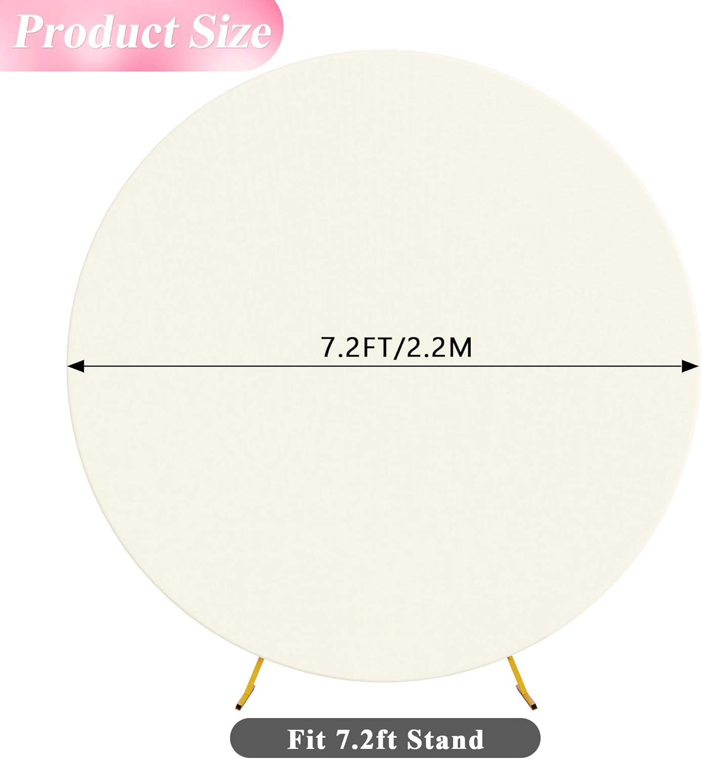 Wokceer 7.2FT Round Backdrop Cover Round Arch Covers Ivory Spandex Circle Balloon Arch Backdrop Cover for Wedding Birthday Party Baby Bridal Shower Decor 7.2ft Ivory