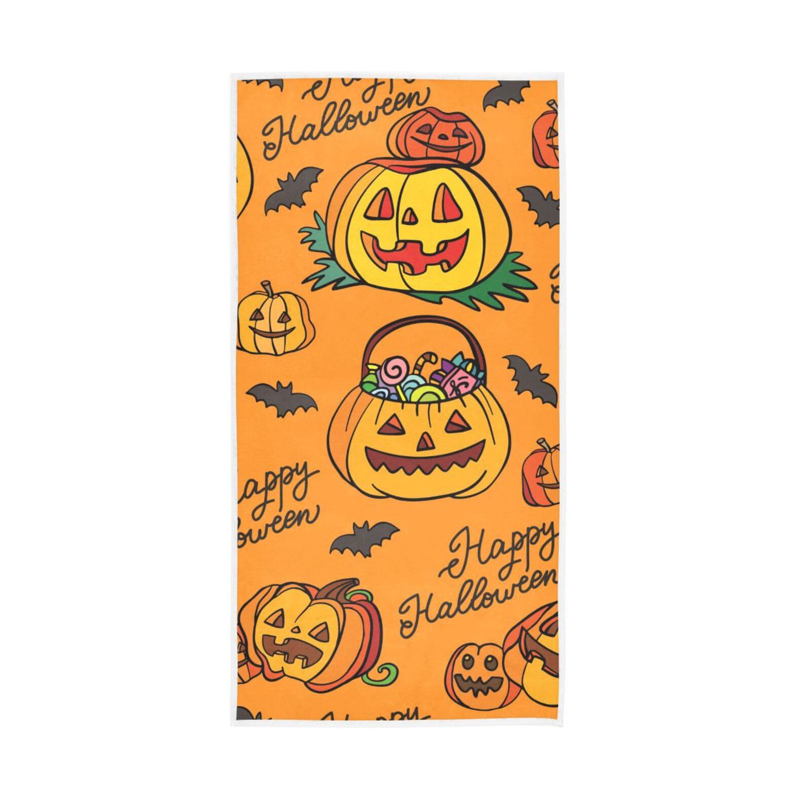 LSRCPD Pumpkins Halloween Orange Bathroom Hand Towels, 15 x 30 Inches Absorbent Hand Towel, Spa Hand Towels Hotel Hand Towels