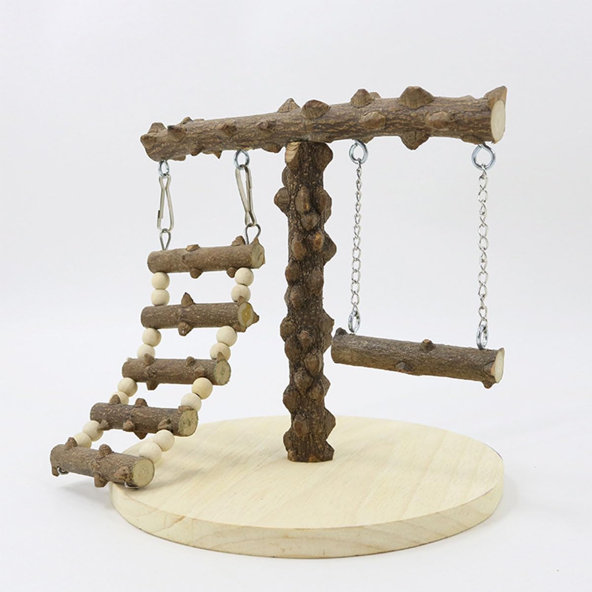 ZYYRSS Wooden Bird Playground, Bird Stand for Parrots Parakeets, Cockatiels & More, Natural Wood, Stable & Portable - Image 3
