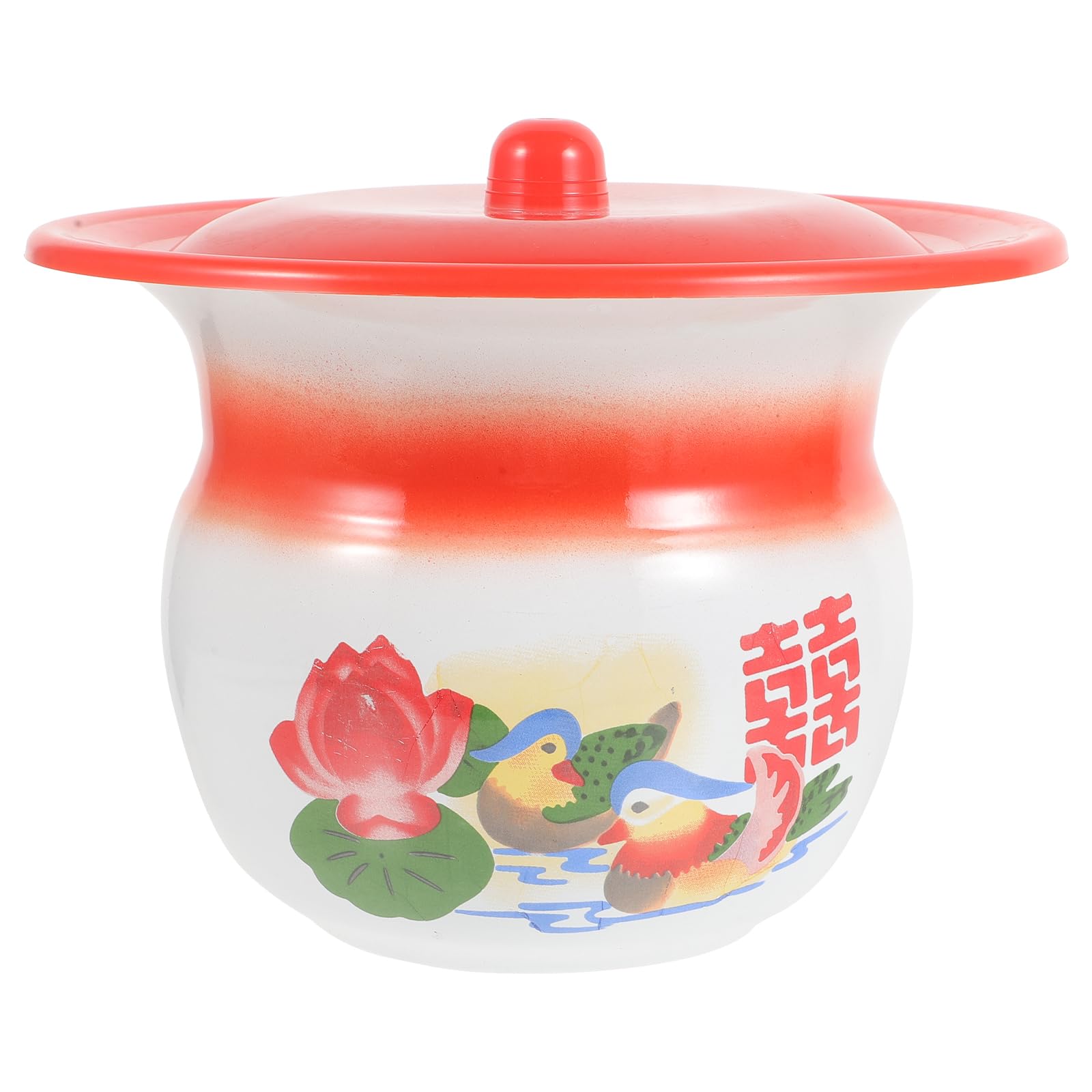 Pot de chambre émaillé rouge vintage pour la chambre d'enfant et l'apprentissage de la nuit