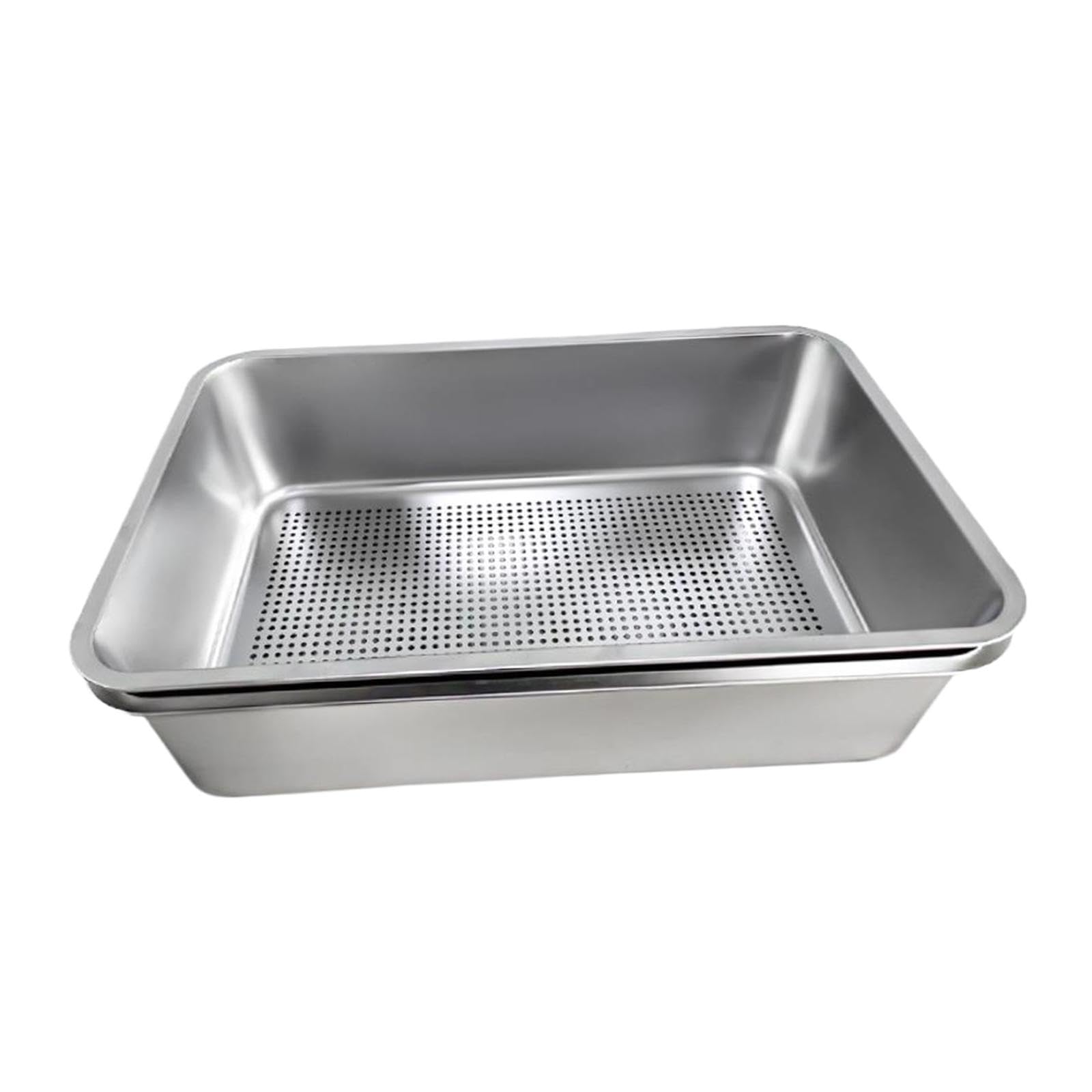 Baoblaze Cat Litter Box for Indoor Cats Stainless Steel Open Top High Sided Easy to Clean Sand Basin Kitten Potty Toilet Litter Tray