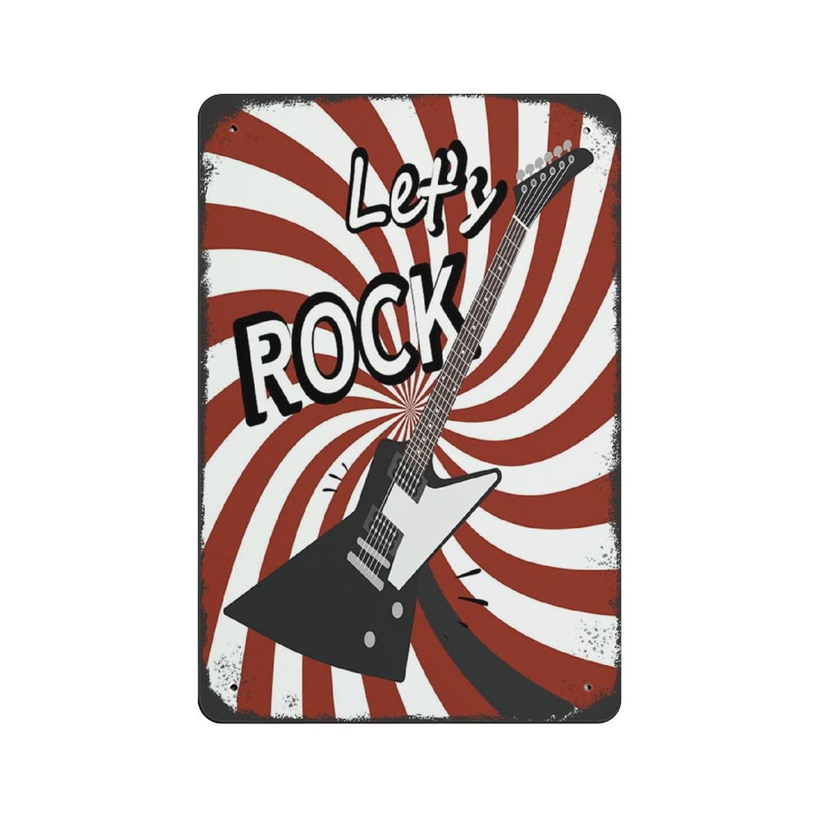 rayprint Metal Tin Sign Rock Guitar Poster Music Tin Sign Metal Aluminum Sign Vintage Wall Decor Retro Poster for Bars Restaurants Cafes Pubs Home Decoration 12"x8"