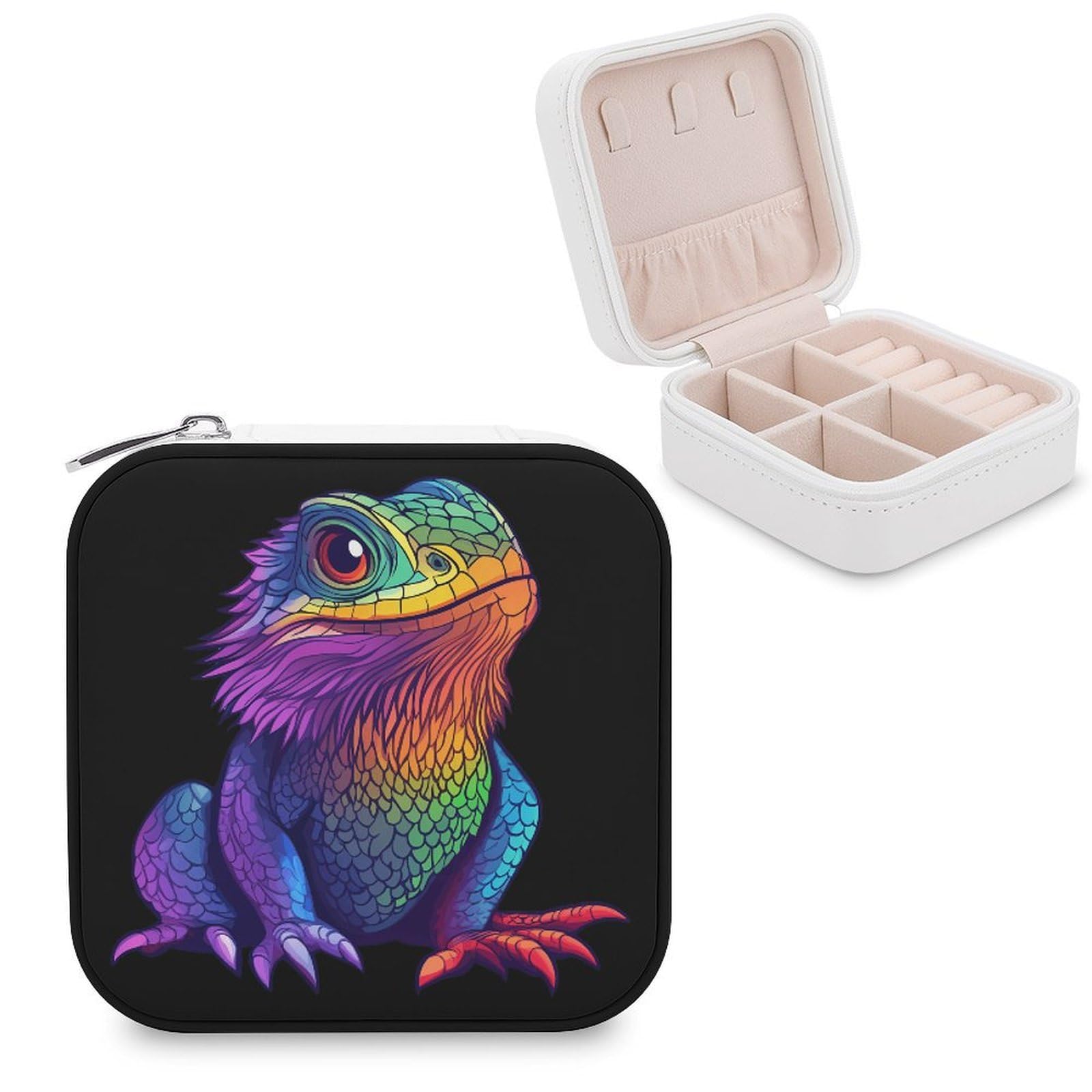 CUTJMDNGH Colorful Bearded Dragon Jewelry Box for Women Jewellery Case Organizer Storage Boxes Craft