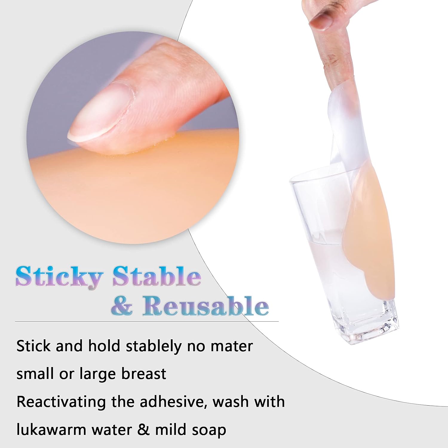 Shintrend Breast Lift Pasties Nipple Cover: 5.1inch Silicone Strapless Sticky Bra for Women Reusable