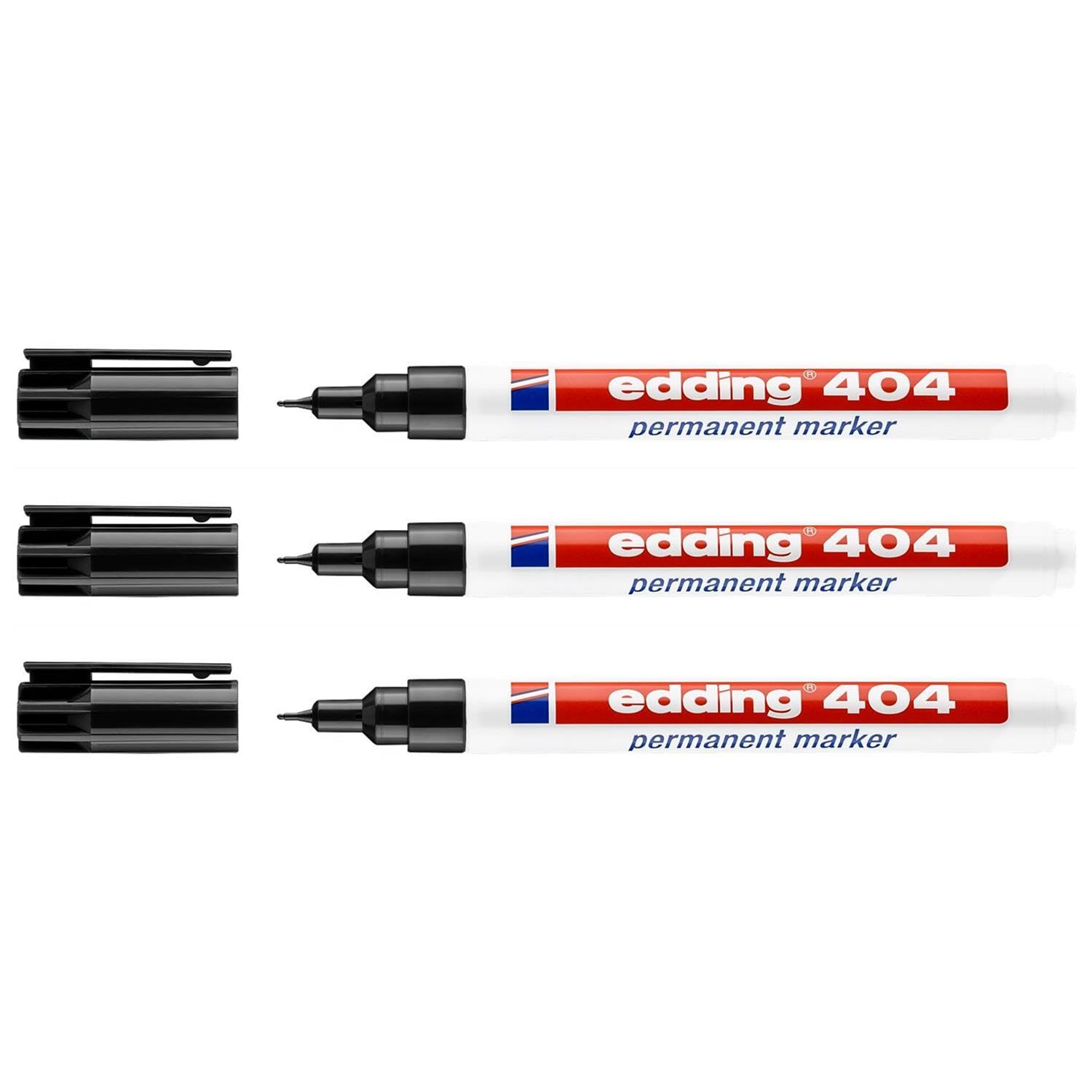Edding Pack of 3 Permanent Markers 404 Black Ultrafine Tip 0.75 mm
