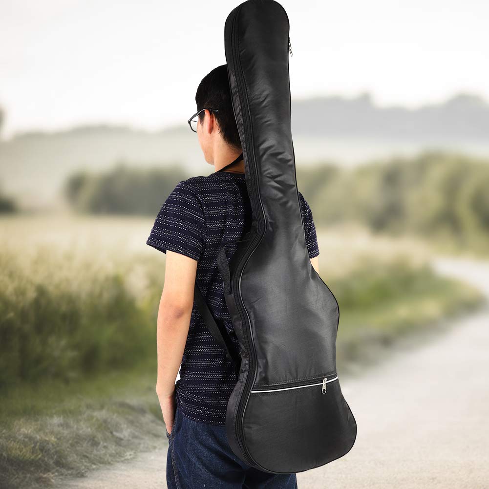 Pokrowiec na gitarę - Czarna Torba na Bas z Tkaniny Oxford, Wodoodporna - Miękki Pokrowiec na gitarę, Podwójne Paski - Gruba Wyściółka z Gąbki Chroniąca Instrument