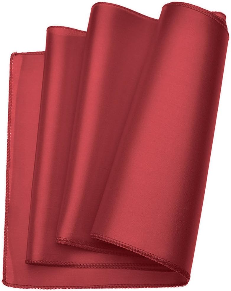 RayLineDo® Pack of 10 12'' X 108'' Satin Table Runners for Wedding Party Banquet Table Party Bridal Decoration in Wine