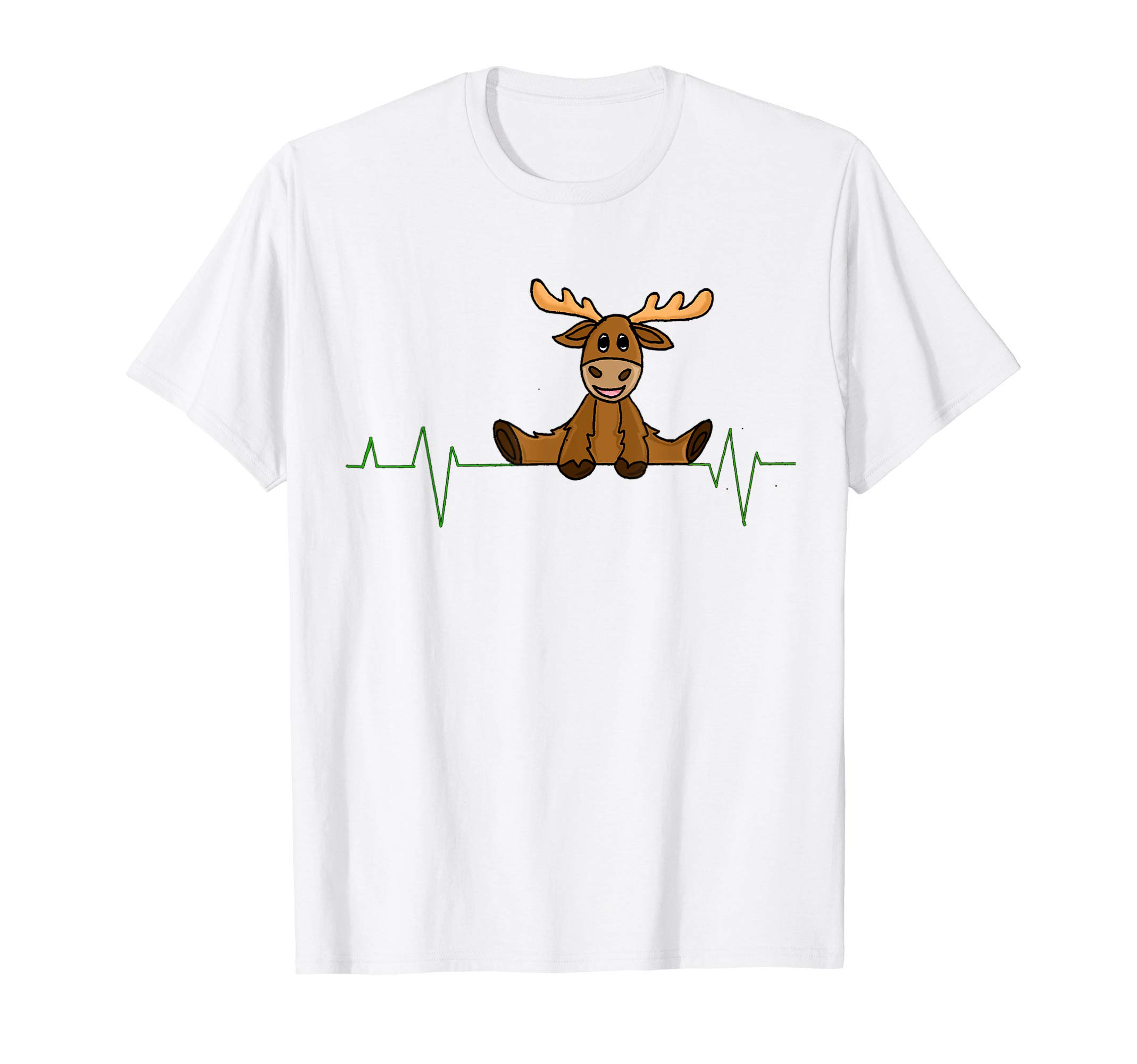 Heartbeat Hand Drawing Illustrations MerchMade4YouMoose Heartbeat Shirt Lover Loves Moose T-shirt T-ShirtOEKO-TEX STANDARD 100