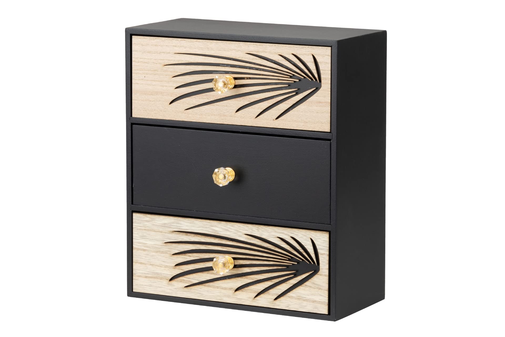 Adda HomeAdda Home Paulownia Veneer/Pine/MDF Jewellery Box, Black/Natural, 24 x 12 x 29 cm