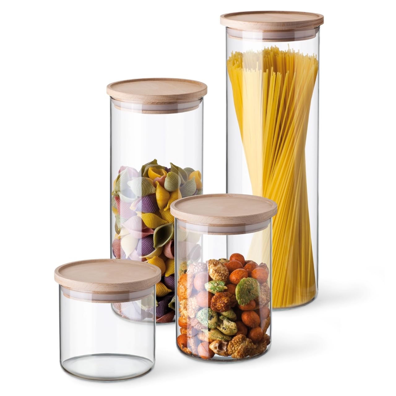 Amazon.com: Jar with wooden lid, capacity 0.50L, dimensions 96/95