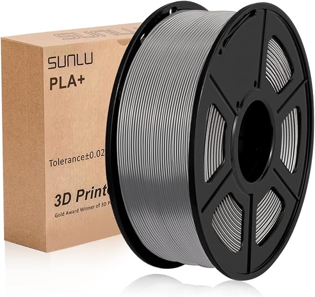 SUNLU PLA+ 3D Printer Filament, PLA Plus Filament 1.75mm, Toughness Enhanced 3D Filament Compatible with 3D FDM Printers, Dimensional Accuracy +/- 0.02 mm, 1 kg Spool(2.2 LBS), PLA+ Grey