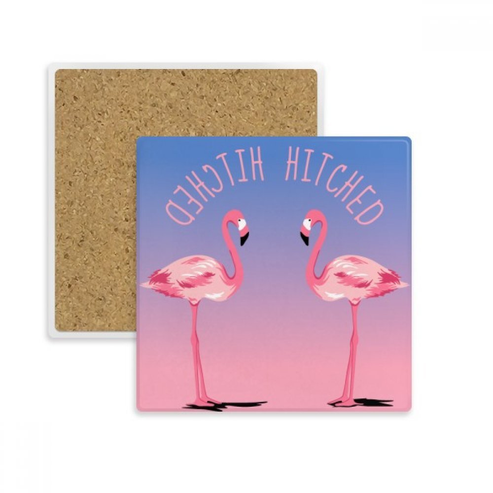 Cadeau original lot de 2 dessous de verre céramique Flamingo multicolore