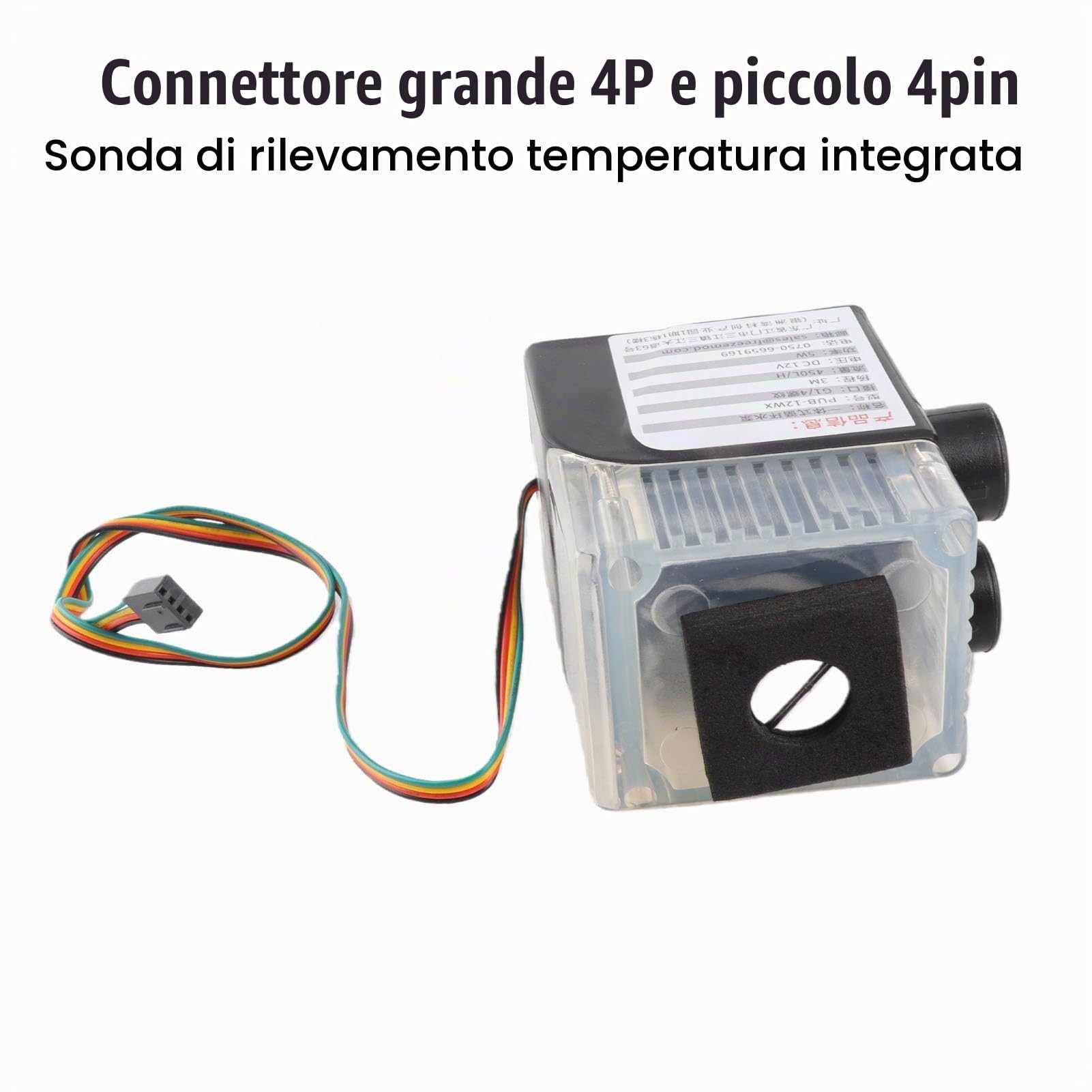 Pompa Di Raffreddamento Ad Acqua Del Computer, Pompa Di Raffreddamento Del PC Fai Da Te Ultra Silenziosa Filettatura G1/4 Connettore 12V 4 Pin 450L/H Display a Temperatura Pompa 'acqua(Nero)