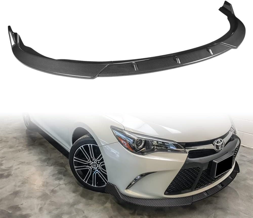 Q1-TECH, 9-Piece Front Bumper Lip & Side Skirt Extensions Diffuser Compatible with 2015 2016 2017 Toyota Camry, Front Bumper Lip Spoiler Air Chin Body Splitter ABS (Painted Carbon)