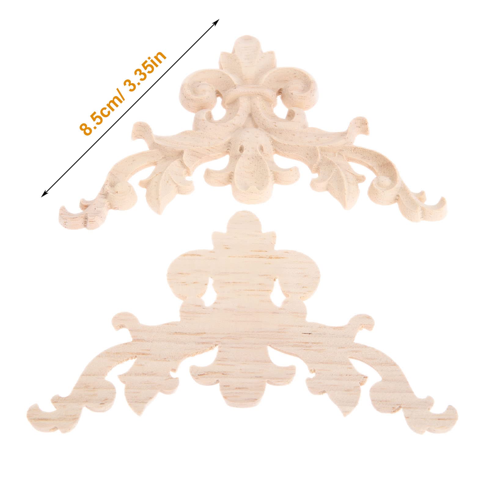 MUXSAM 4-Pack Wooden Corner Appliques - Unpainted Wood Onlays and Decals for Home Wall & Furniture Decor - 8.5x8.5cm/3.35"x3.35" - Image 2