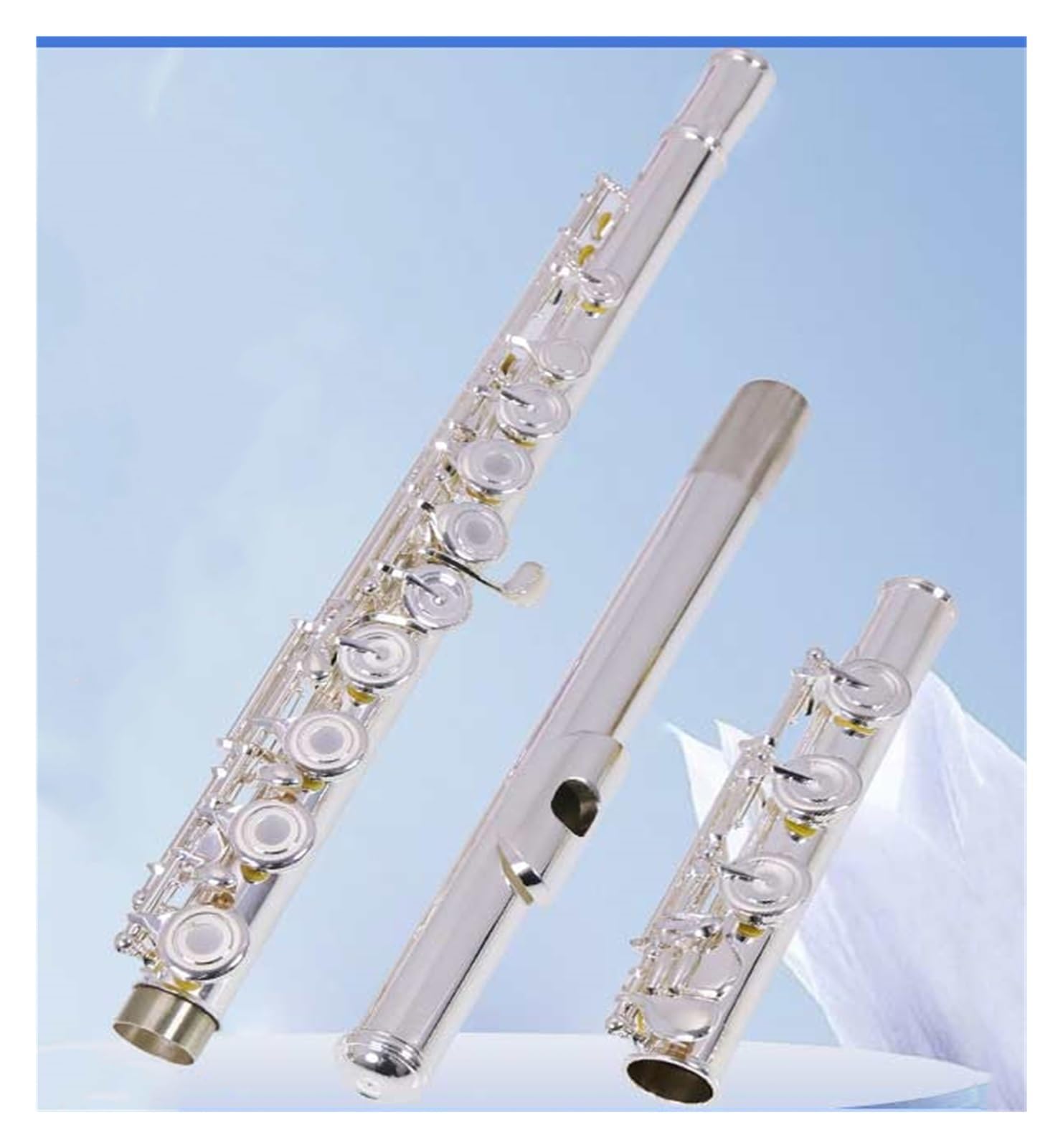 Querflöte Flötenmusikinstrument Professioneller Flötenspieler Silberner Flötenkopf Der Flöte Spielt(A)