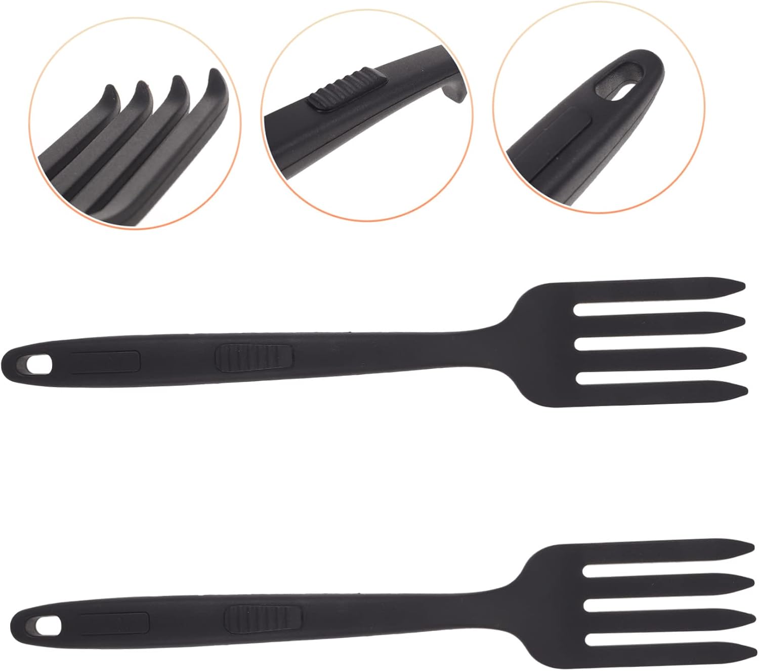 MAGICLULU 2Pcs Premium Silicone Kitchen Forks Multi Function Cooking Forks for Pasta Noodles Meat Serving Heat Resistant Non Reusable Black Cooking Utensils