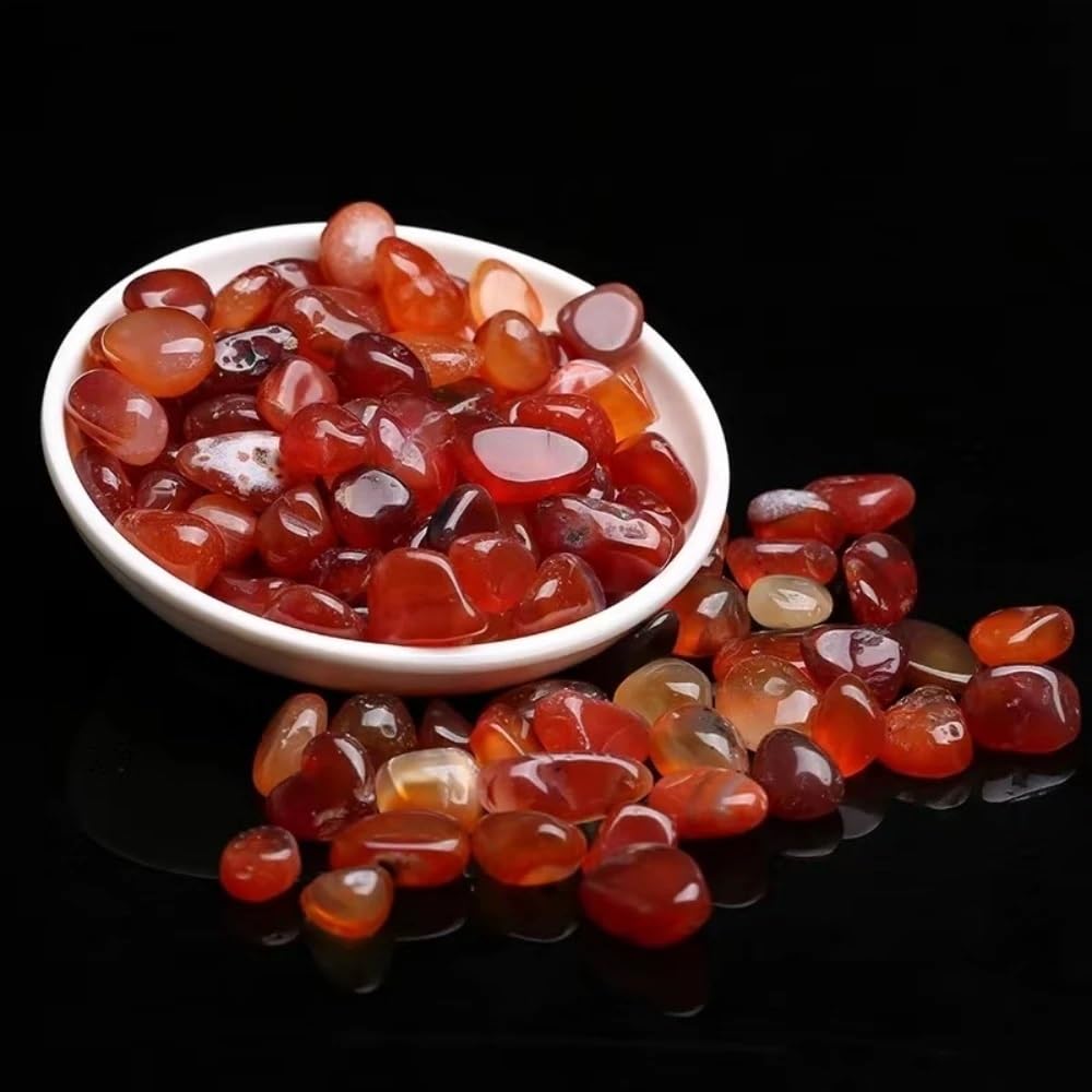 QINGQI Pietra Naturale Decorazione Minerale for Acquario Domestico in Cristal di Agata Rossa, Ghiaia smerigliata Lucida Naturale(480-500g)