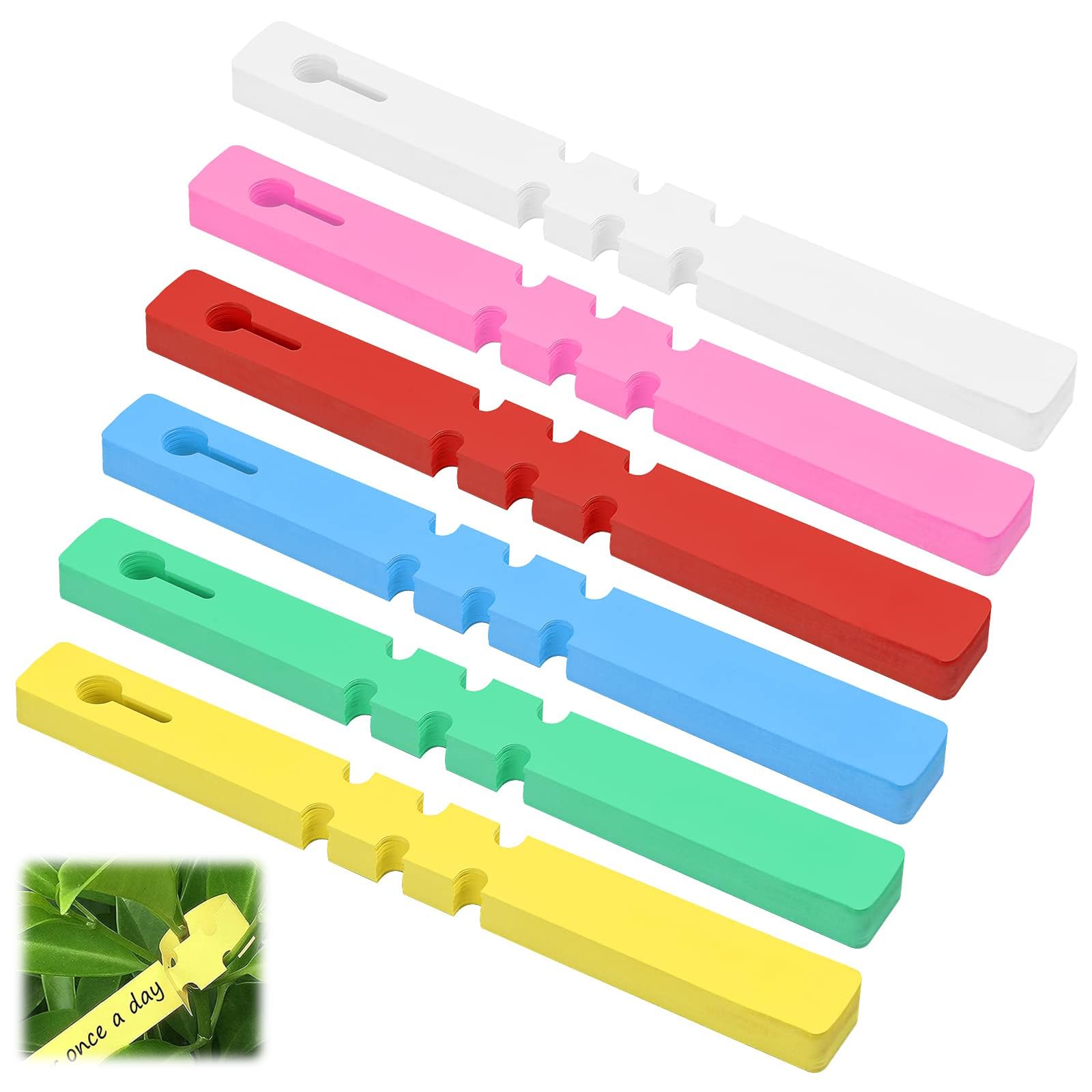 120 Pcs Plastic Tree Labels for Outdoor Plants, 6 Colors Coloured Garden Plant Tags Hanging Wrap Around, Writable Waterproof Adjustable Plant Flower Markers for Courtyard Estate 21 x 2cm