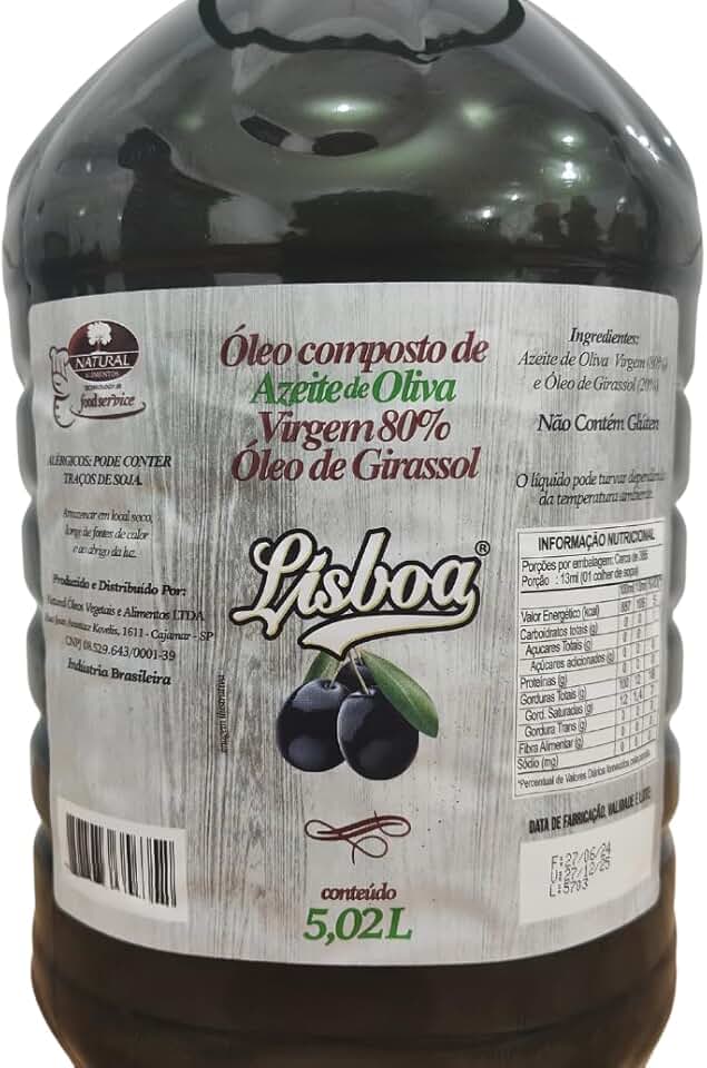 Azeite de Oliva Virgem 80% Nacional 5 Litros Restaurantes Pizzarias Qualidade Premium Lisboa
