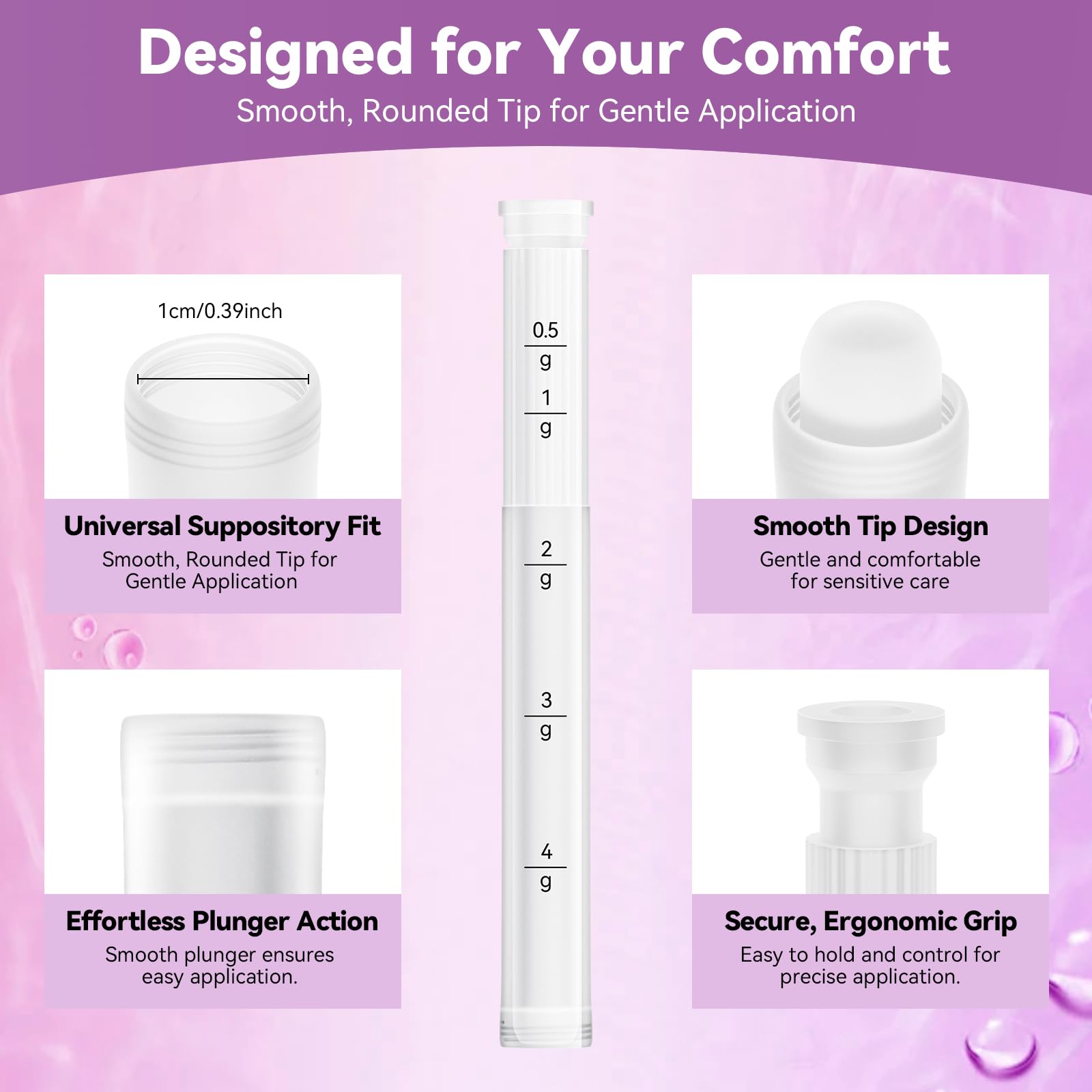 Disposable Vaginal Cream Applicators for Women, Vaginal Gel Applicator with Dosage Markings, Hygienic Threaded Injector Fits Premarin, Estrace, Preseed and Most OTC Gels, and Lubricants (20 Pack)