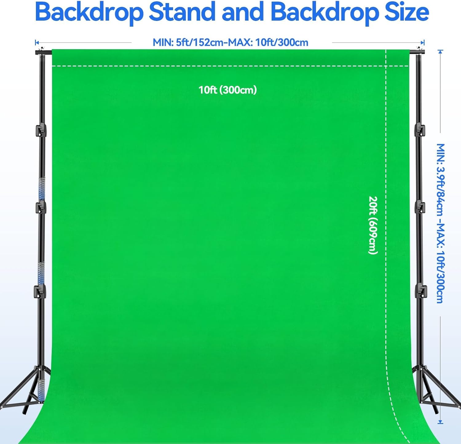 EMART 10 x 10ft Green Screen Backdrop Kit with Tripod Stand, Photography Background Support System with 10 x 20ft 100% Cotton Muslin Chromakey Backdrop for Photo Studio, Video Shooting, Live Streaming
