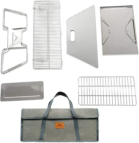 Miniatura 4 de Campingmoon - Parrilla plegable para barbacoa, parrilla de carbón portátil, estufa de leña de acero inoxidable, estufa de cocina para exteriores,