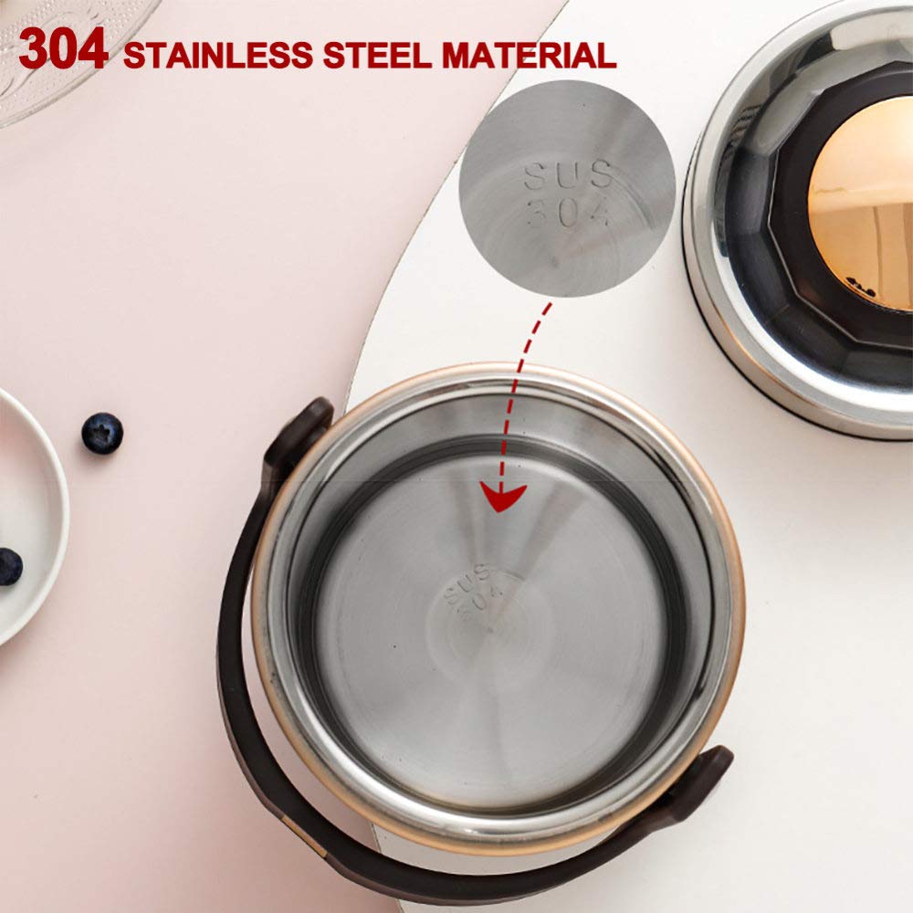 Thermos per alimenti，1.5L contenitore isotermico per alimenti,Vuoto Isolato Acciaio Inossidabile Thermos, Contenitore Termico per Alimenti, Portavivande Lunch Box Barattolo per Alimenti,Silver